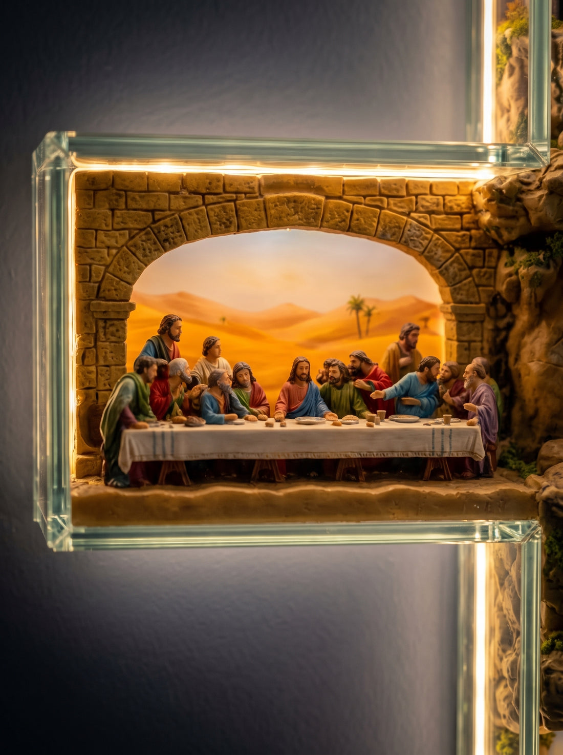 The Last Supper scene inside the glass cross